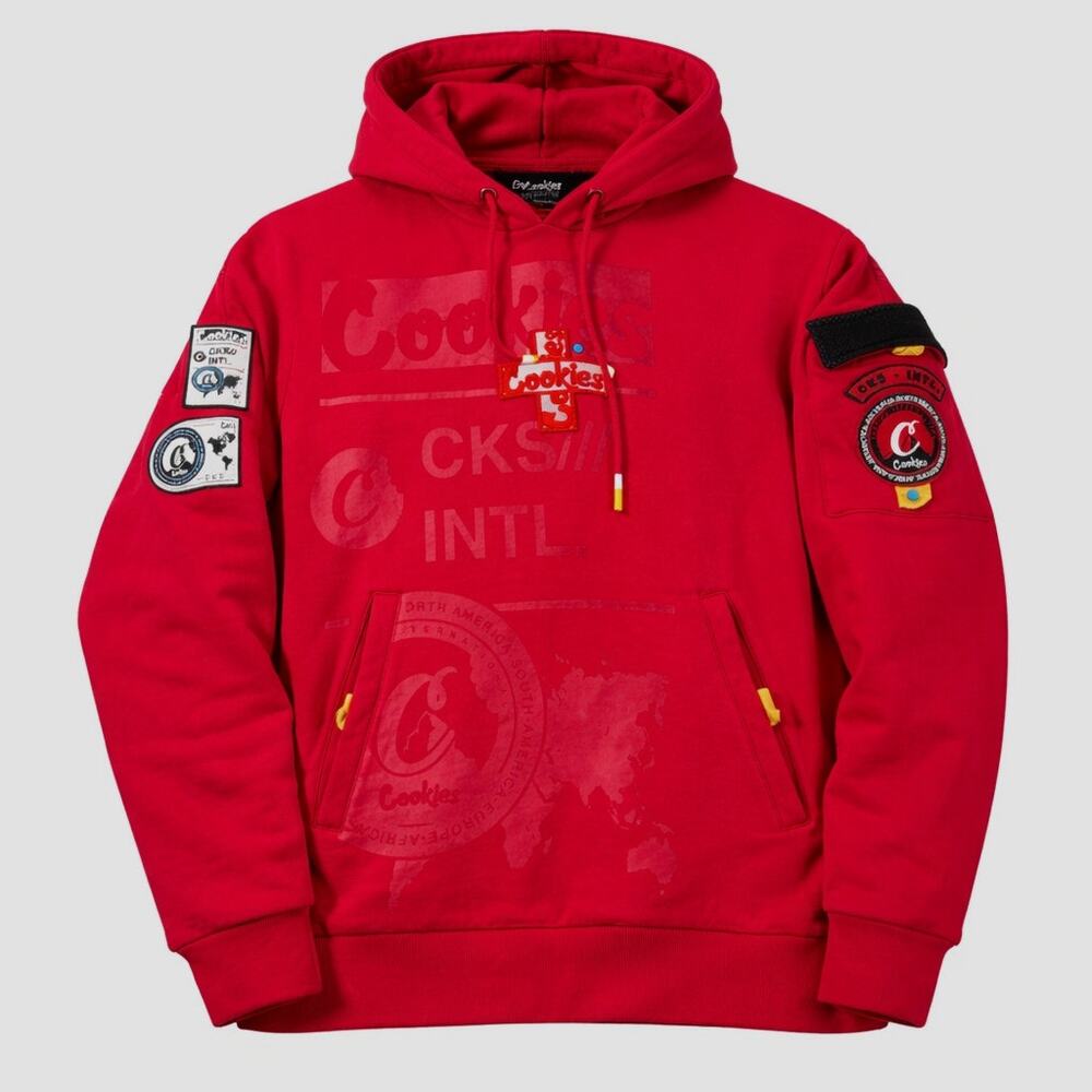 Cookies CKS International Pullover Hoodie Red Fleece Small Streetwear